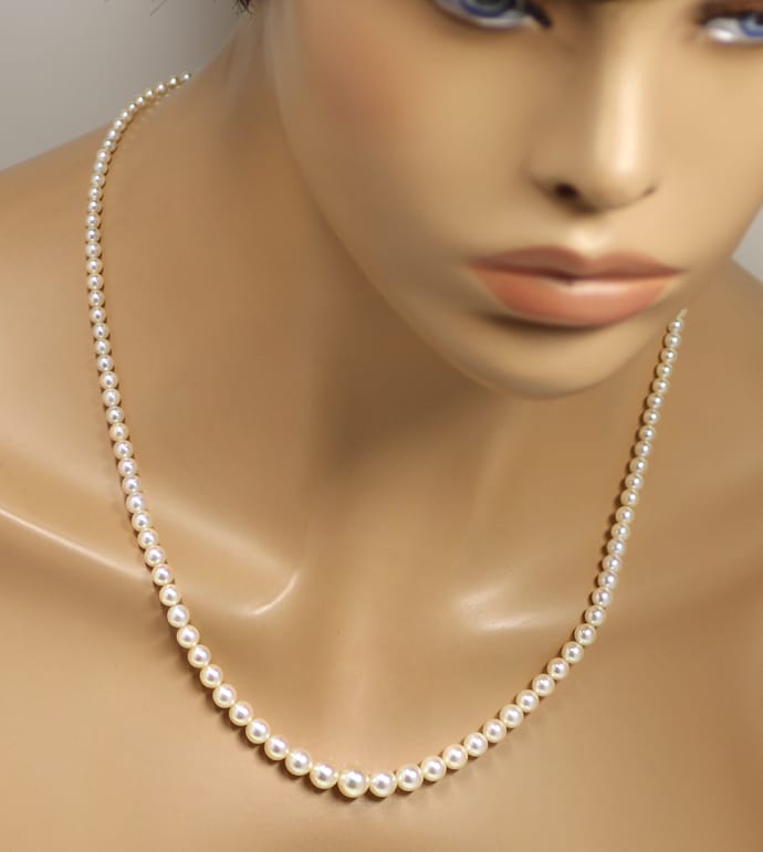 Foto 4 - Edle Perlenkette im Verlauf bis 7,7mm mit Gold Schließe, S1317