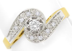 Foto 1 - Damen Ring mit Brillant und Diamanten in 14 Karat Gold, S3458